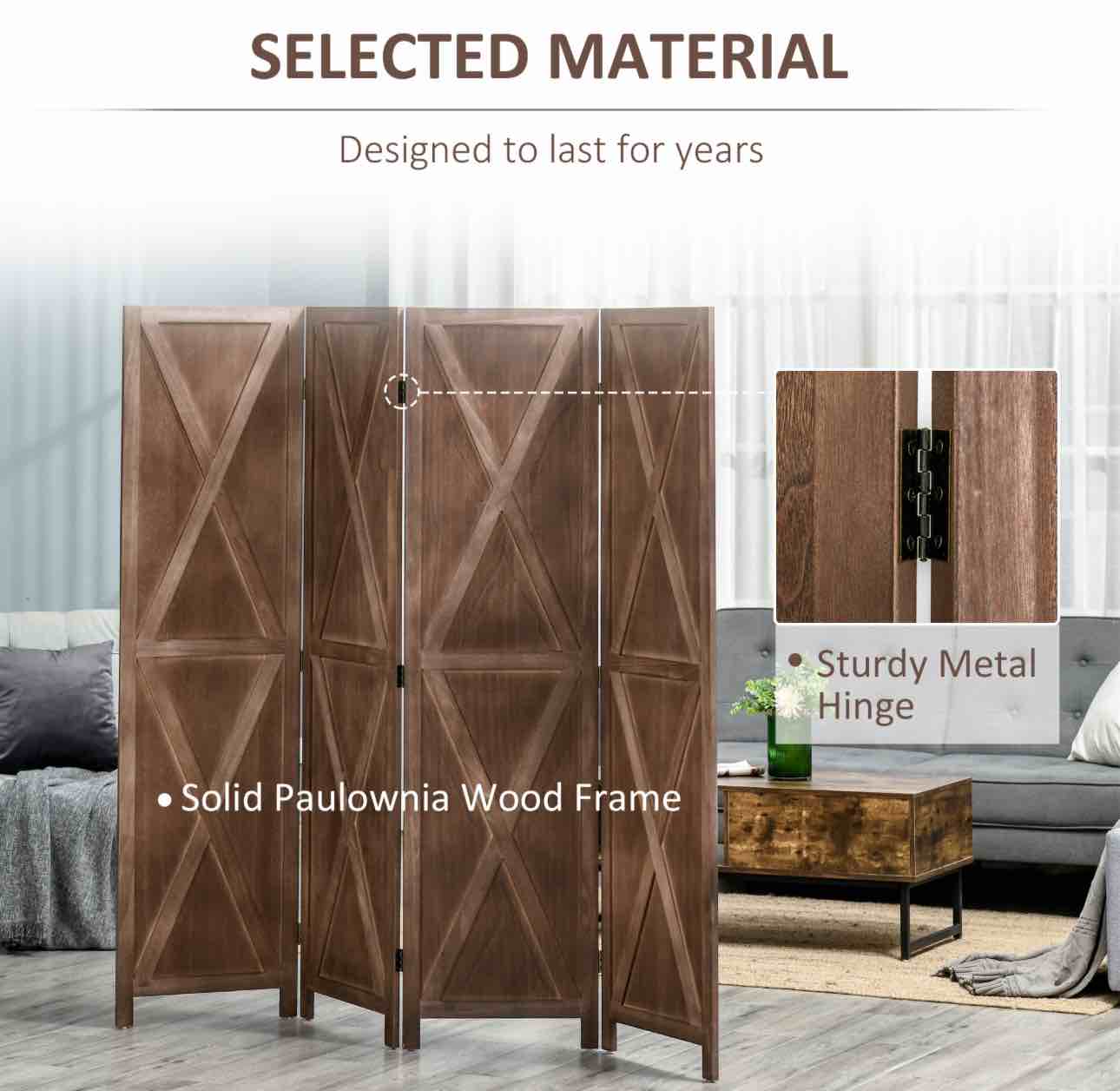 Premium Home Room dividers , Partition for Rooms, Room Separator, Temporary Wall, Folding Screen, Rustic Barnwood