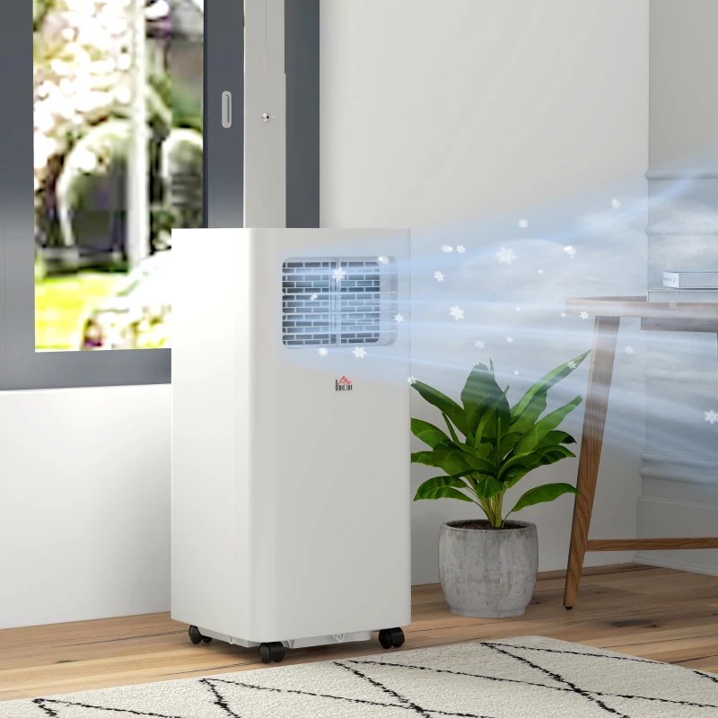 HOMCOM 8000 BTU Mobile Air Conditioner, 345 Sq. Ft., AC Unit with Dehumidifier, Sleep, 24H Timer On/Off, Window Kit, White