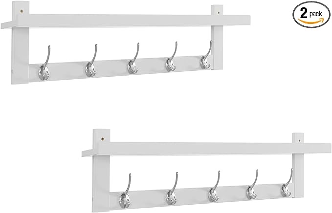 Wall Mounted Coat Rack 5 Tri Hooks, Stylish Coat Hanger Wall Mount?Coat Hook Rail for Coat Hat Towel Purse Robes Mudroom Bathroom Entryway