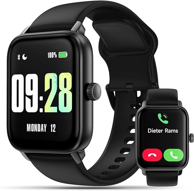 KEEPONFIT Smart Watch, 1.8" Touch Screen Smartwatch with Alexa Built-in IP68 Waterproof, Fitness Tracker with 100+ Sports Modes Heart Rate/Blood Oxygen/Stress/Sleep Monitor for Men and Women (Blue)