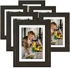 DDaoty 5x7 Picture Frame with Mat and High Definition Glass, Black Wood Pattern Picture Frame for Wall Mounting or Tabletop Display, 6 Pack Black 5x7