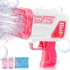 Bubble Machine Gun for Kids Adults, 2023 Upgraded Automatic Bubble Gun with Lights 40 Hole Wands, Leak-Proof Bubble Maker Blower for Summer Outdoor Boy Girl Birthday Party Wedding Easter Pink