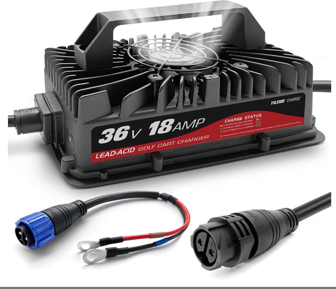 YILEIDE 36V Golf Cart Battery Charger Onboard 18 AMP - Rapid Smart Charger, Lead
