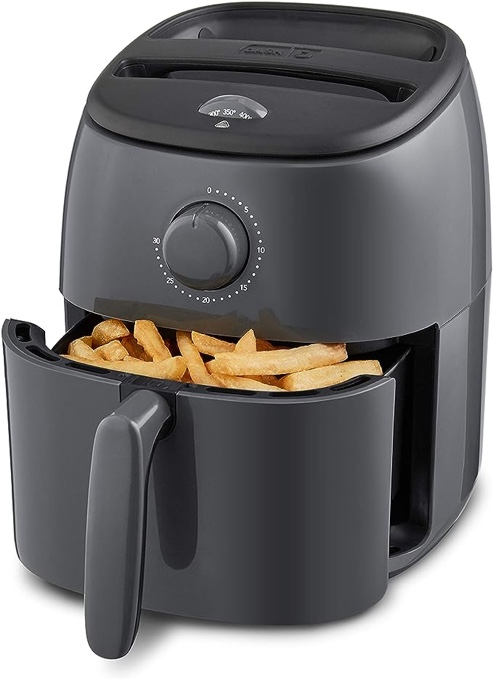 DASH Tasti-Crisp™ Express Air Fryer Oven, with 400? Temperature, Non-Stick Fry Basket, Recipe Guide + Auto Shut Off Feature,1000-Watt, 2.6Qt, Grey Grey 2.6 Qt. Express Analog