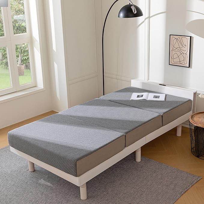 compact technology tri-fold 6” full mattress grey