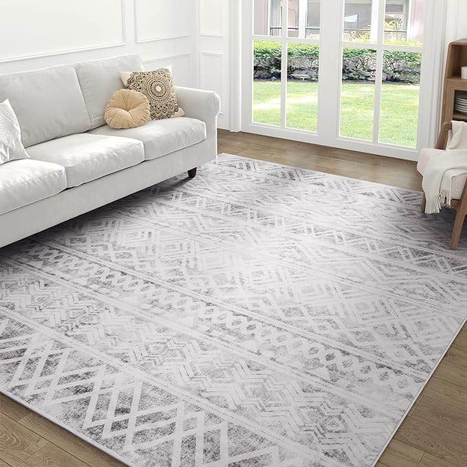 Boho Area Rug 6x9 Feet Modern Area Rug Neutral Carpet for Bedroom Decor, Livingroom Decoration Ideas, Play Room