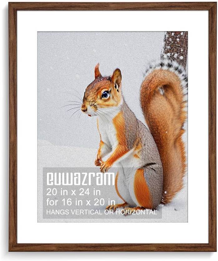 ( White color ) 20x24 Frame - Single Frame, 20 x 24 Poster Frame with Mat for 16x20, Picture Frames for Artwork, Puzzles, Photos and Movie Posters