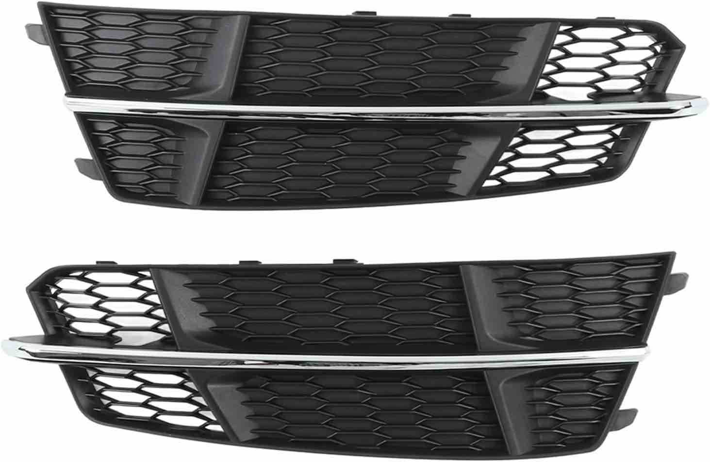 Aramox Front Fog Light Grille, 1 Pair of Front Lower Bumper Fog Light Vent Cover Grille Replacement, 4G0807681AN 4G0807682AN Fit for A6 C7 2014-2018, Mesh Style, Left and Right