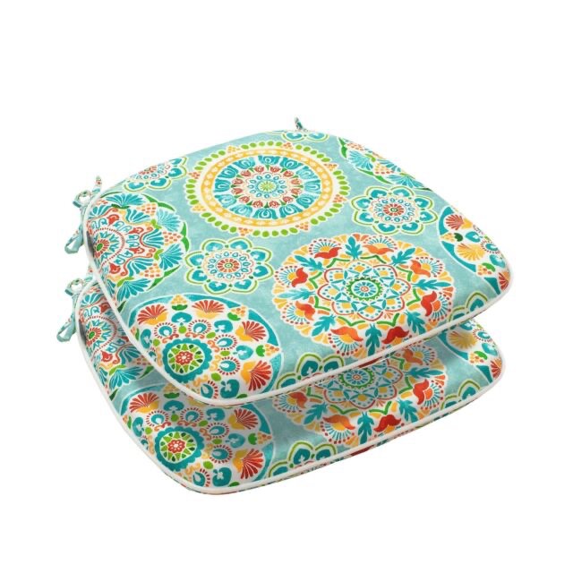 Outdoor Chair Cushions Set of 2, Waterproof Patio Seat Cushions D16xW17 Inch, All Weather Patio Chair Pads with Tie, Patio Cushions for Furniture Garden Home Office Decoration