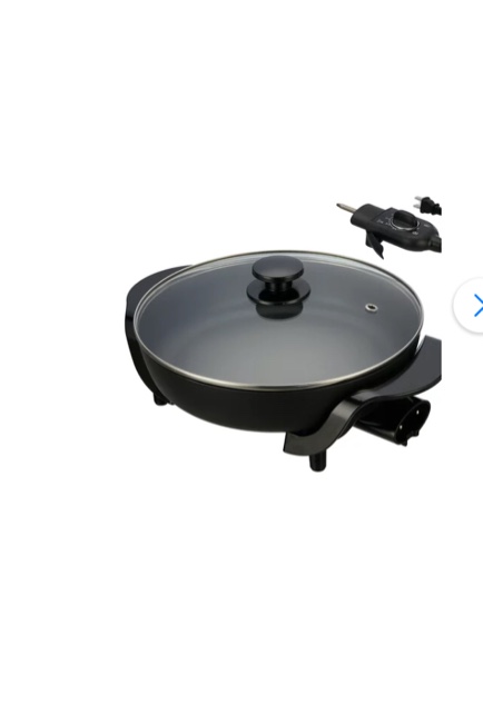 Mainstays 12" Round Nonstick Electric Skillet with Glass Cover, Black