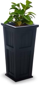 Mayne Cape Cod 32in Tall Planter - Black - 15.5in L x 15.5in W x 32in H - Polyethylene - Built-in Water Reservoir (4843-B)