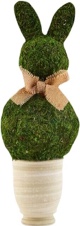 Bunny Topiary, Green Preserved Moss, 13 1/2" x 5" Dia Small