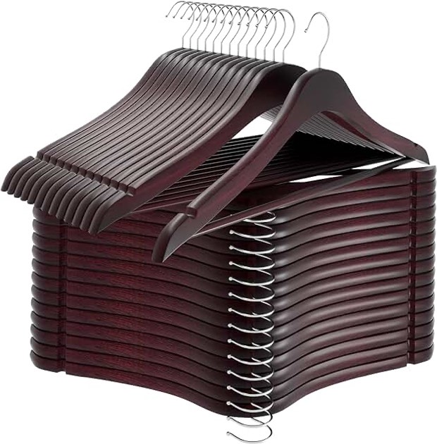 Utopia Home Premium Wooden Hangers 30 Pack - Durable & Slim Coat Hanger - Suit Hangers with 360-Degree Rotatable Hook - Wood Hangers with Shoulder Grooves (Cherry Color)