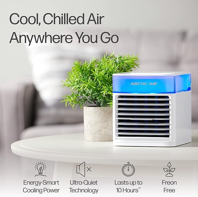 Polar Chill 2.0 Evaporative Air Cooler by Ontel - Powerful, Quiet, Lightweight and Portable Space Cooler with Hydro-Chill Technology For Bedroom, Office, Living Room & More,Blue