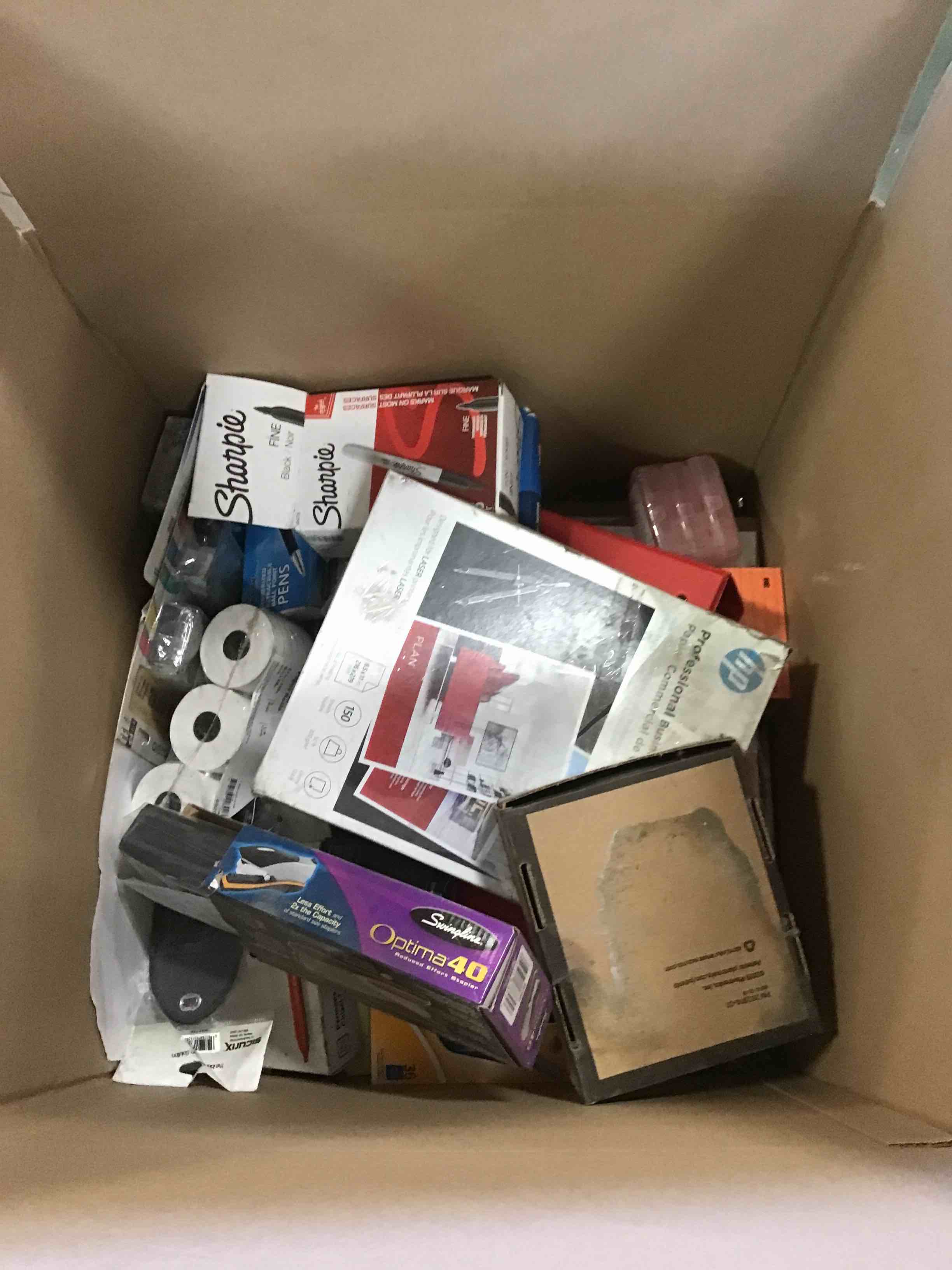 Assorted of Box variety of products for the maintenance and cleaning of office or home. (expiration date, brands and sizes may vary)