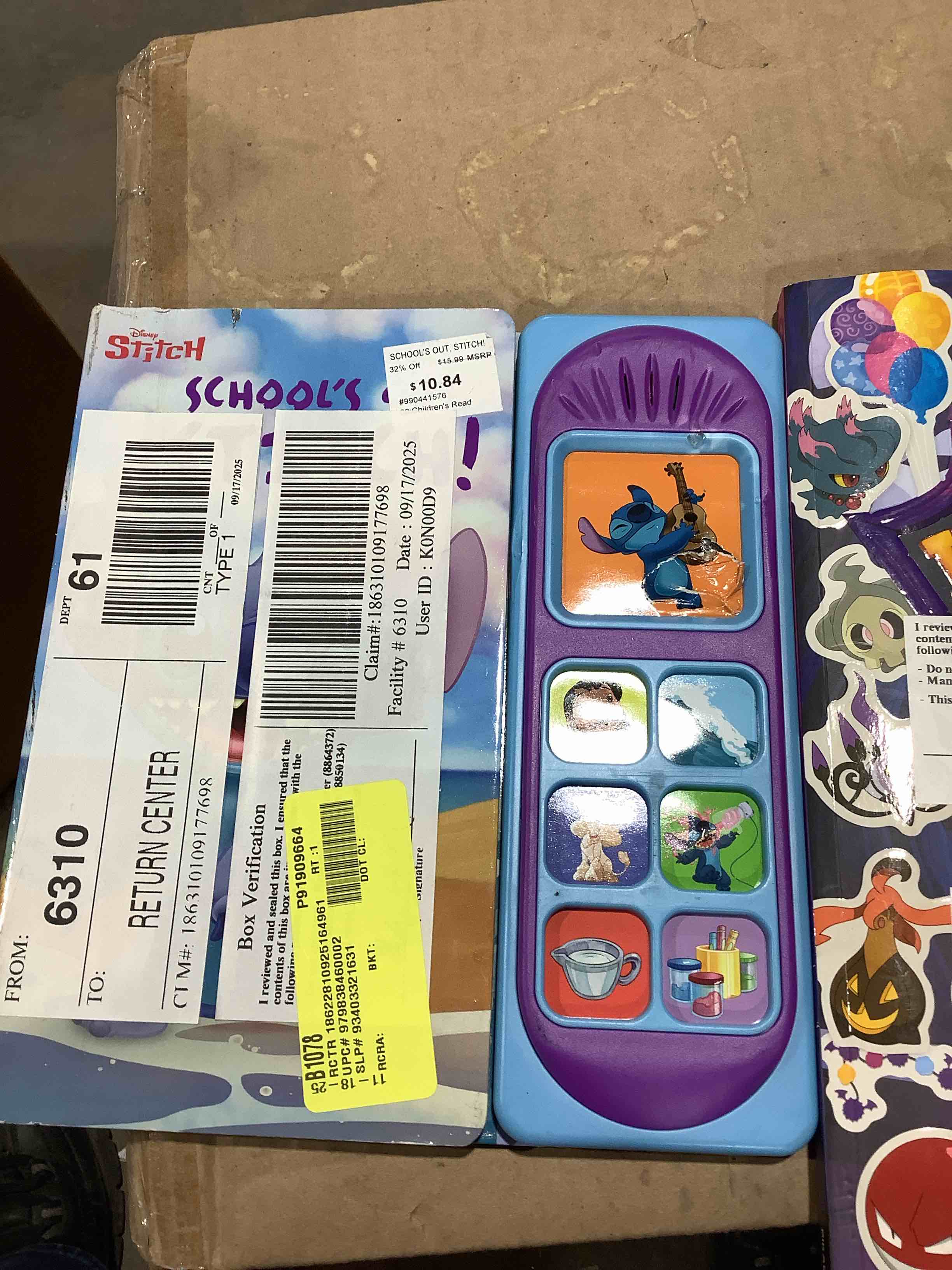 Condition photo showing Good Condition for Find children's book Pokémon Halloween sticker book and Disney stitch schools out