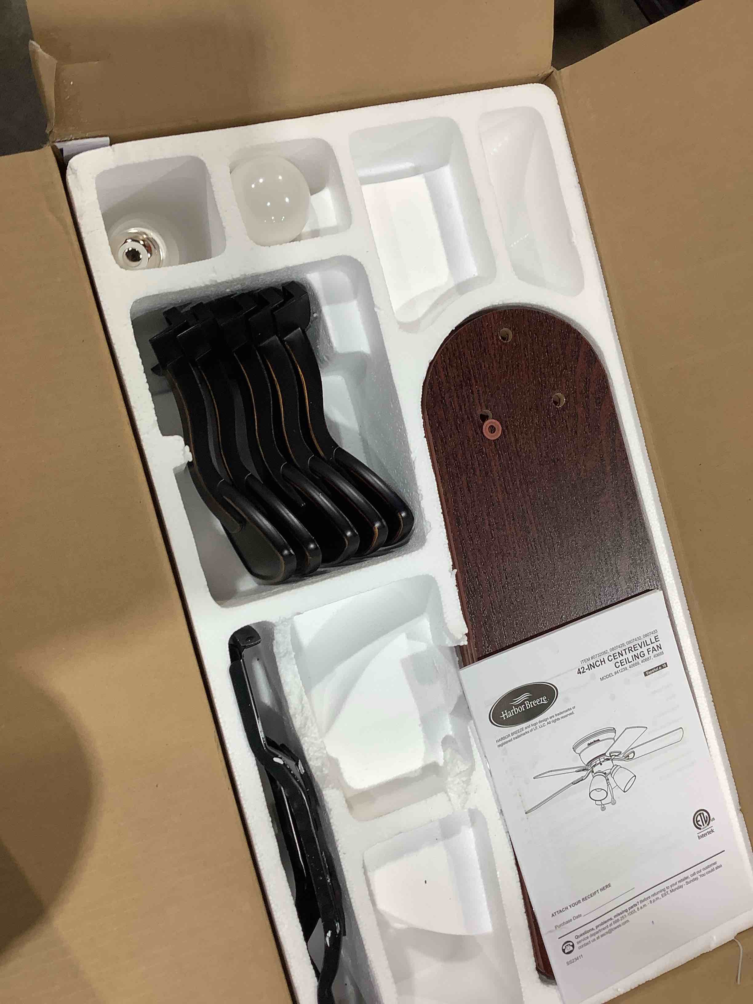 Condition photo showing Good Condition for Harbor Breeze Centreville 42-in Oil-Rubbed Bronze Indoor Flush Mount Ceiling Fan