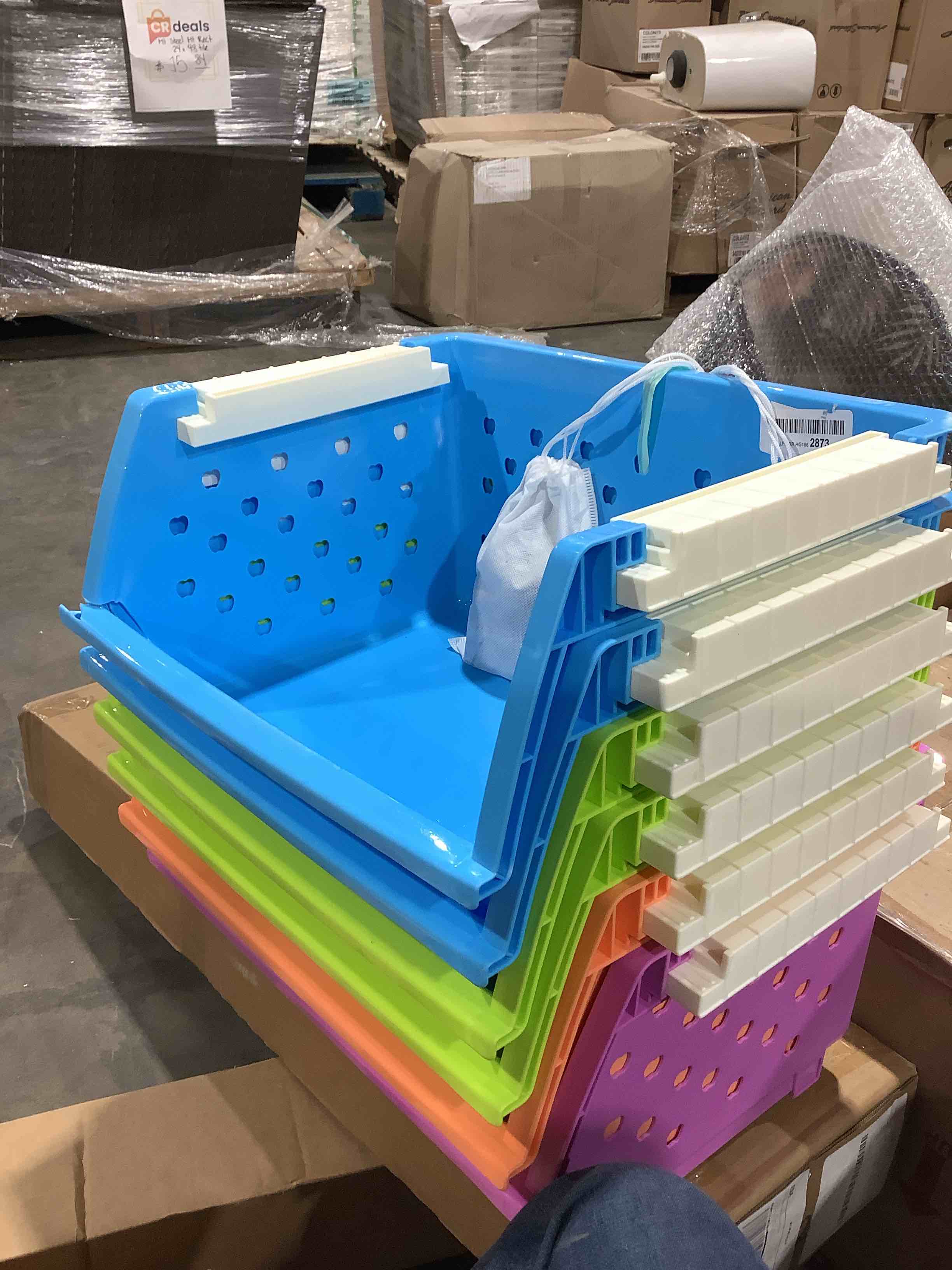 Condition photo showing Good Condition for Kids' Toys Storage Organizer Bins Baskets with Wheels Can Move Everywhere Large 4 Baskets Natural/Primary (Primary Collection) (Purple&Blue&Orange&Green)
