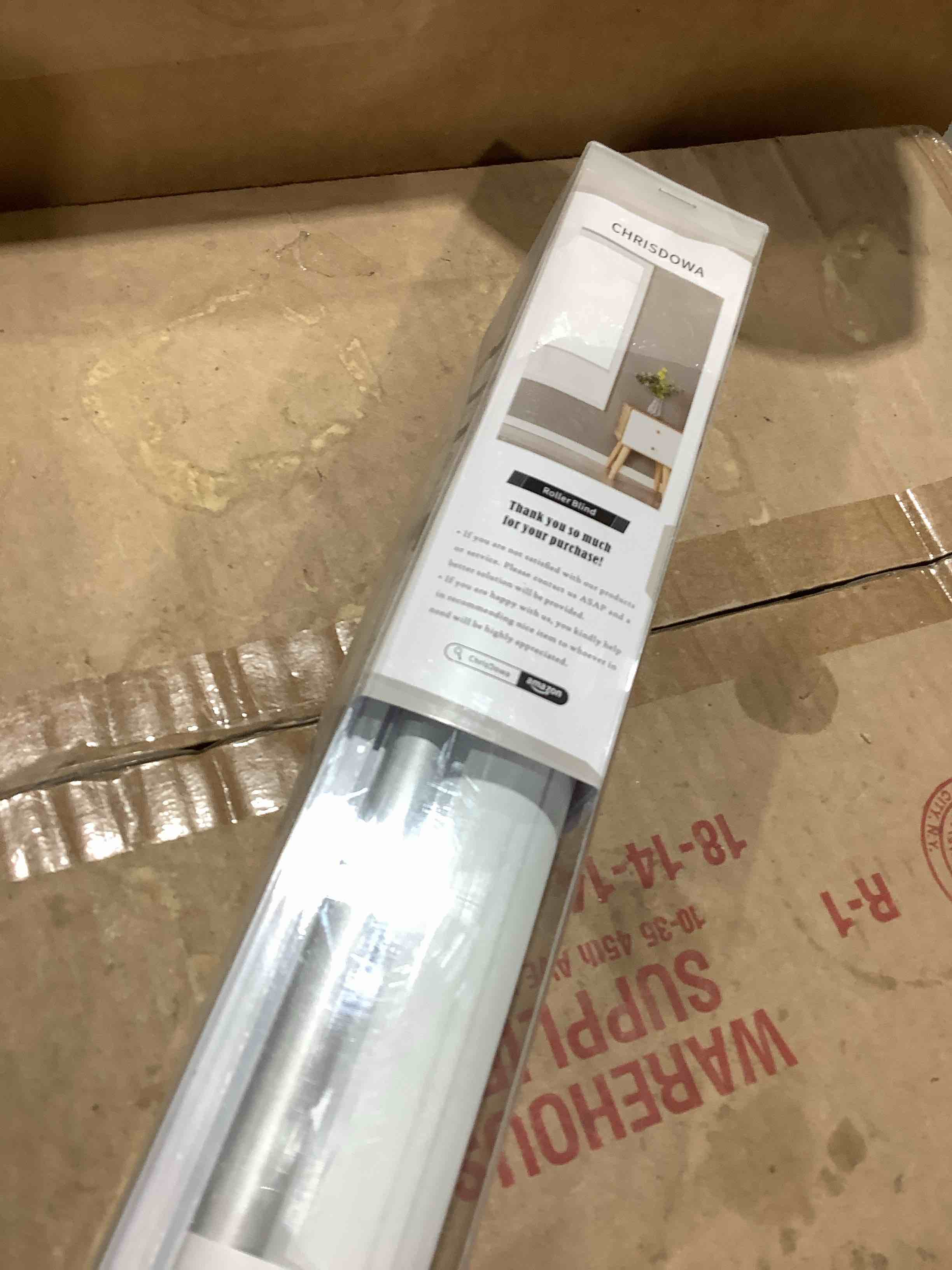 Condition photo showing New/Like New for ChrisDowa Cordless Free-Stop 100% Blackout Blinds for Windows, Roller Windows Shades with Thermal Insulated, UV Protection Fabric for Living Room, Office and Home. Easy to Install.Beige,23" W X 72" H 23"W x 72"H Beige