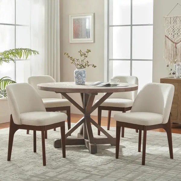 Fabric Upholstered Wood Dining Chair - Model : VK-395F-BEI