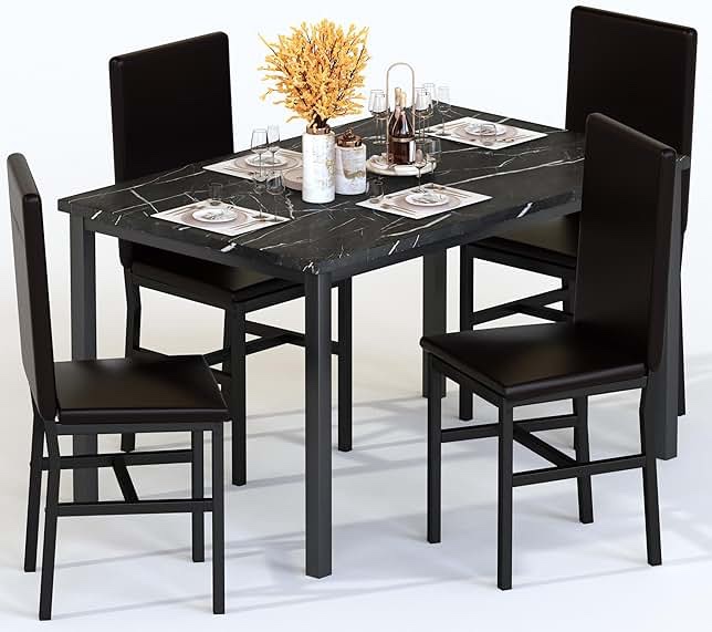 Black Dining Room Set with Upholstered Seat, W368P234044, incomplete 