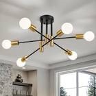 Neydl 6 Modern Linear Sputnik LED Gold Black Chandelier 
