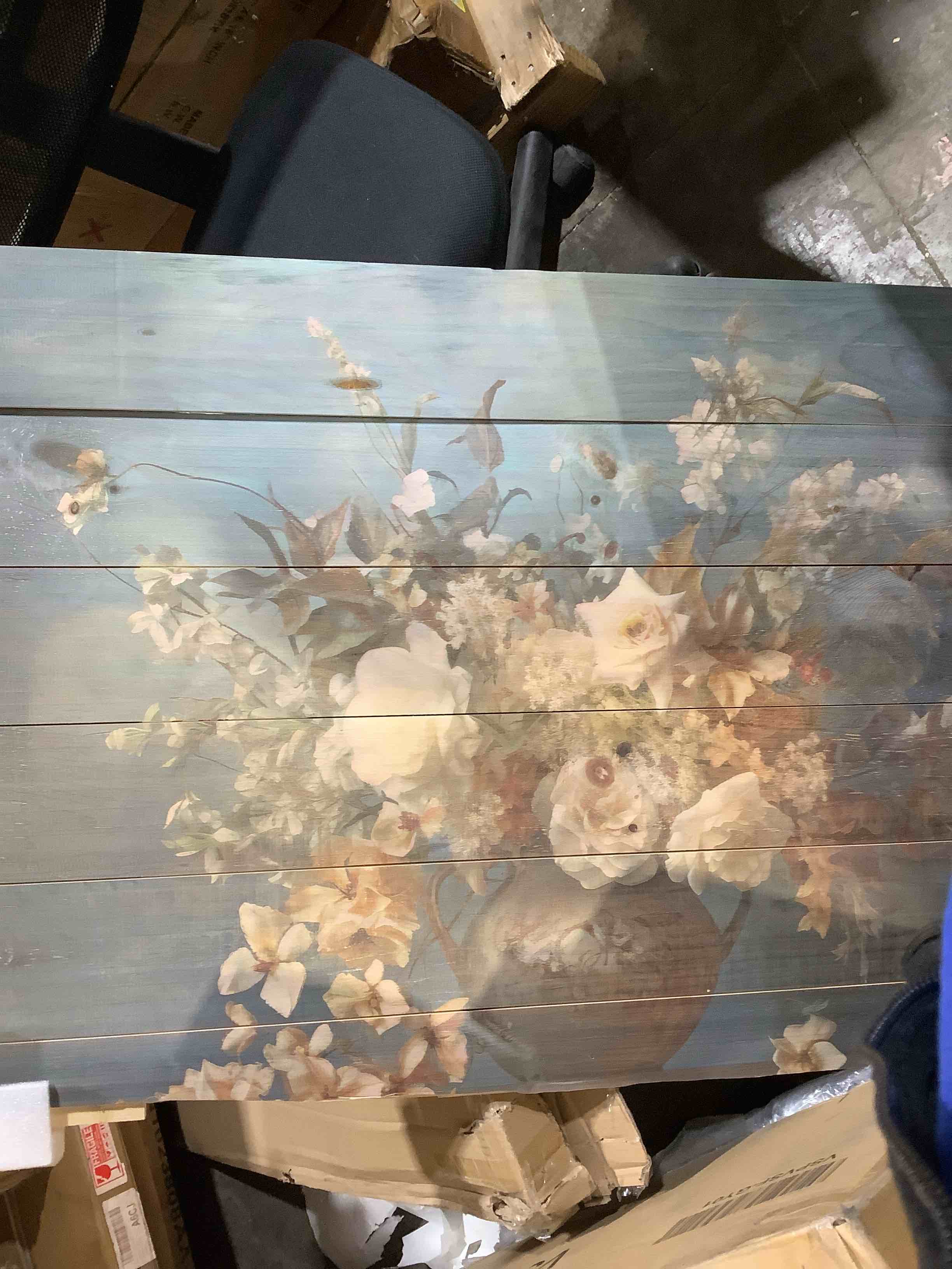 Wooden Painted Vase of Flowers