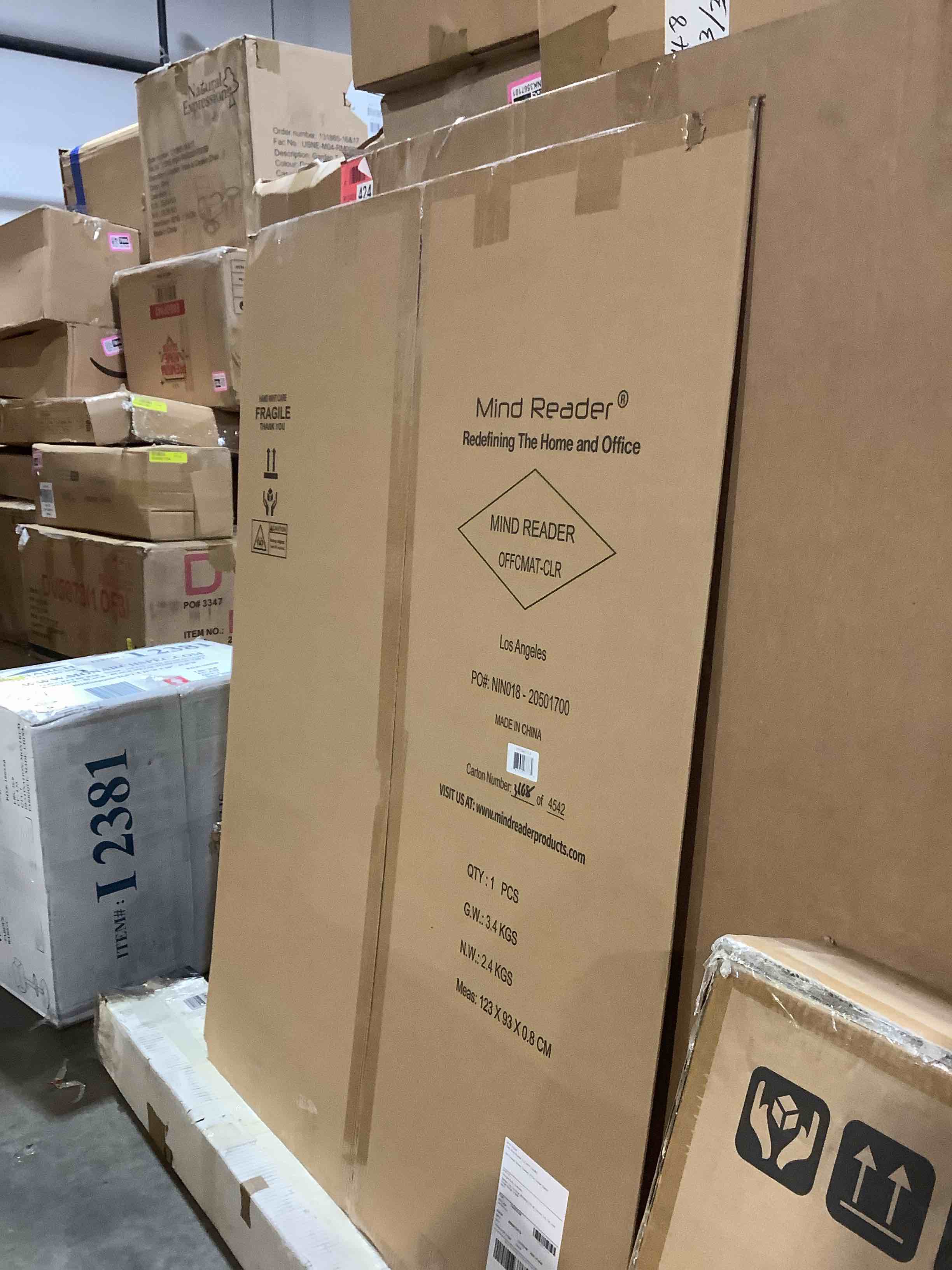 Condition photo showing New/Like New for mind reader - office chair mat for carpet, under desk protector, carpet grips, rolling, pvc, 47.5"l x 35.5"w x 0.125"h - clear