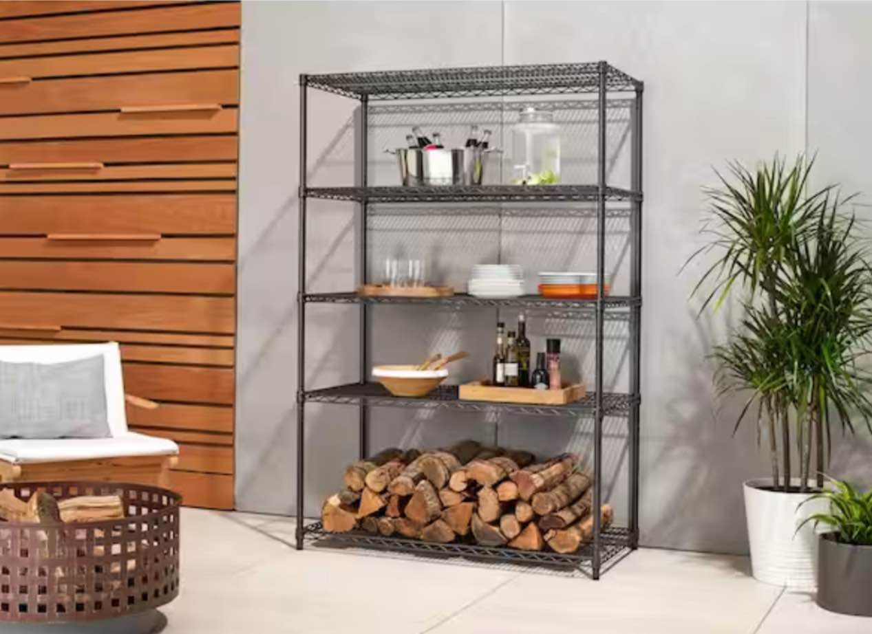 TRINITY PRO Black 5-Tier Steel Wire Garage Storage Shelving Unit (48 in. W x 72 in. H x 24 in. D)