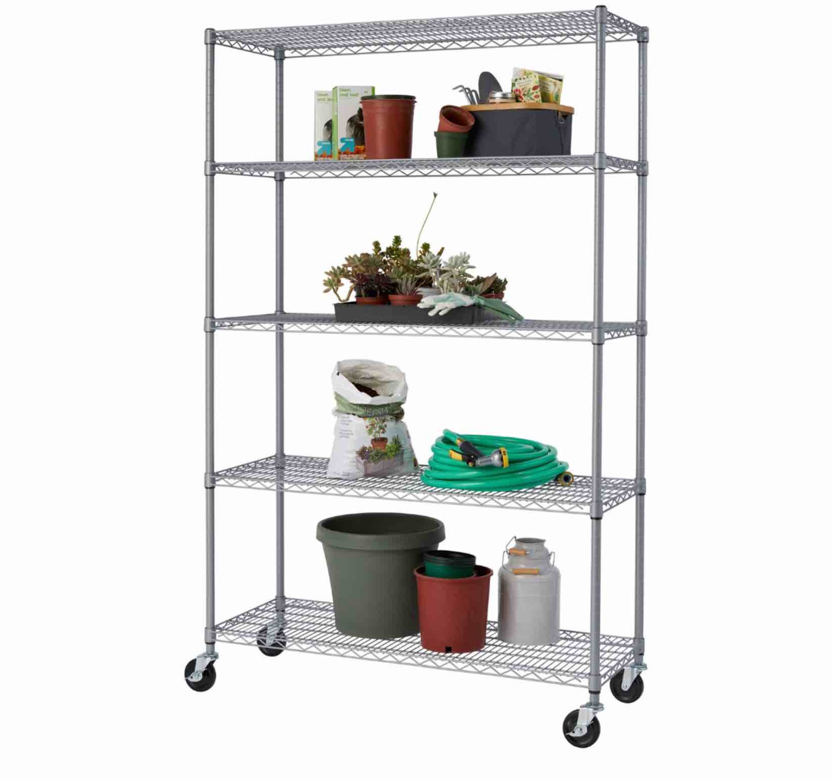 TRINITY 5-Tier ,48x18x72 ,Outdoor Commercial Wire Shelving ,NSF , w/ Wheels , Gray 