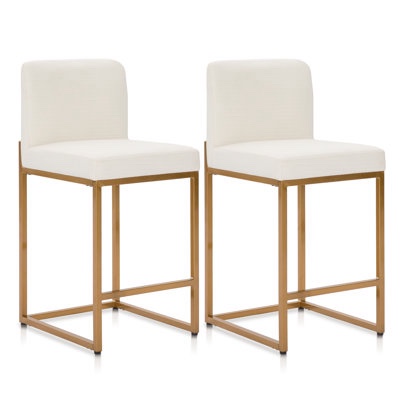 Boise Upholstered 24'' Counter Stool with Metal Frame (Set of 2)