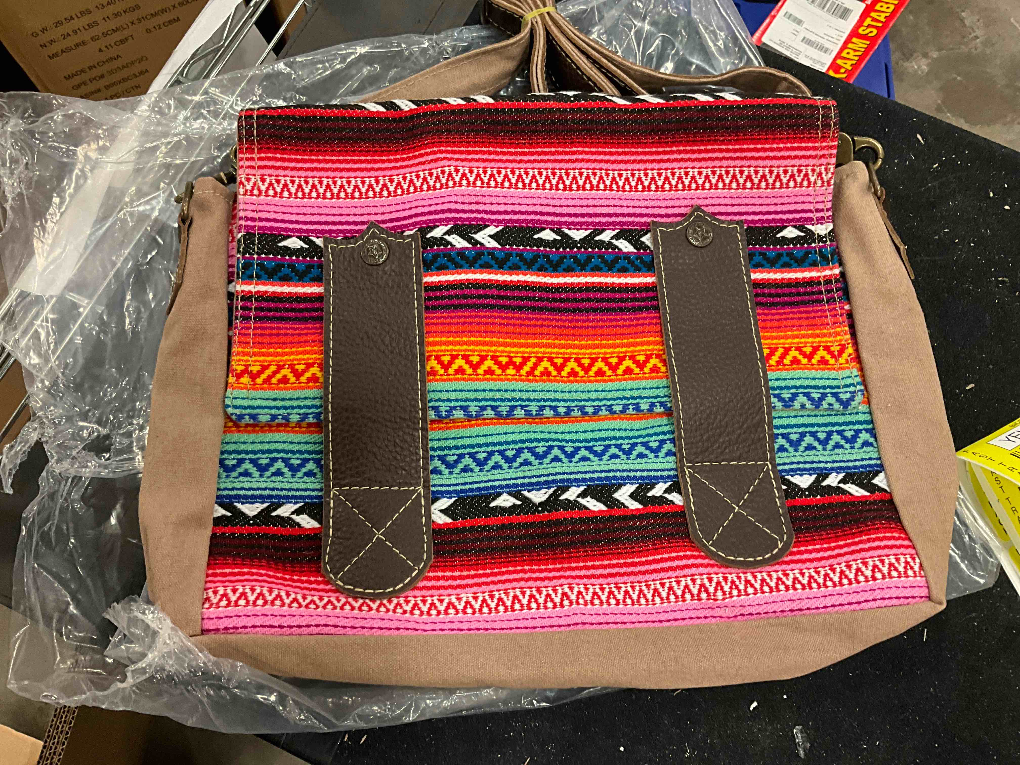 Hopofly Cotton Canvas and Leather Febric Messenger Handbag for Women with One Oute Pocket Best for College and Shopping (Design 2 Multicolor)