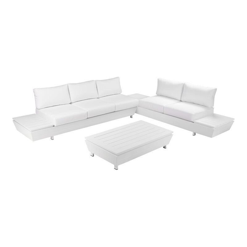 Pangea Home Yacht 3-piece Aluminum Frame Outdoor Sectional in White