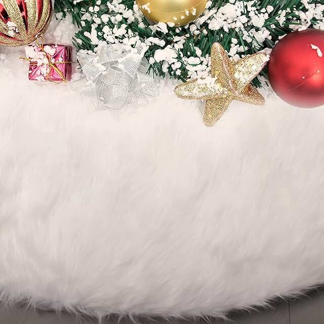60” Furry White Christmas Tree Skirt