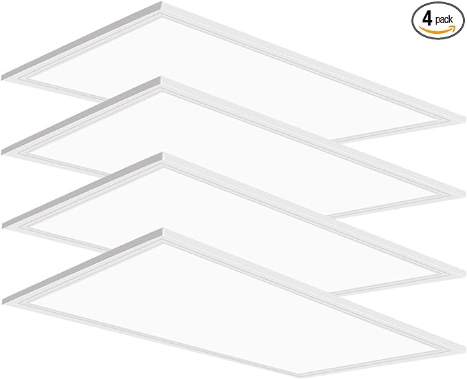 2x4 LED Flat Panel Light, 4 Pack 7800LM Daylight 2x4 LED Light Fixture, 5000K Drop Ceiling Light 2x4 Recessed Edge-Lit Troffer Fixture, 0-10V Dimmable Lay in Fixture for Office Kitchen, ETL Listed