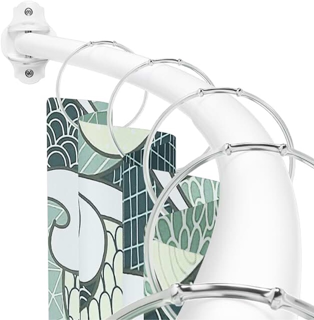 Curved Shower Curtain Rod, Adjustable 40-72 inches Extra Wide Curved Shower Rods for Bathroom, Rust proof Shower Rod, Premium Stainless Steel Curved Curtain Rod for Shower, White, Drill