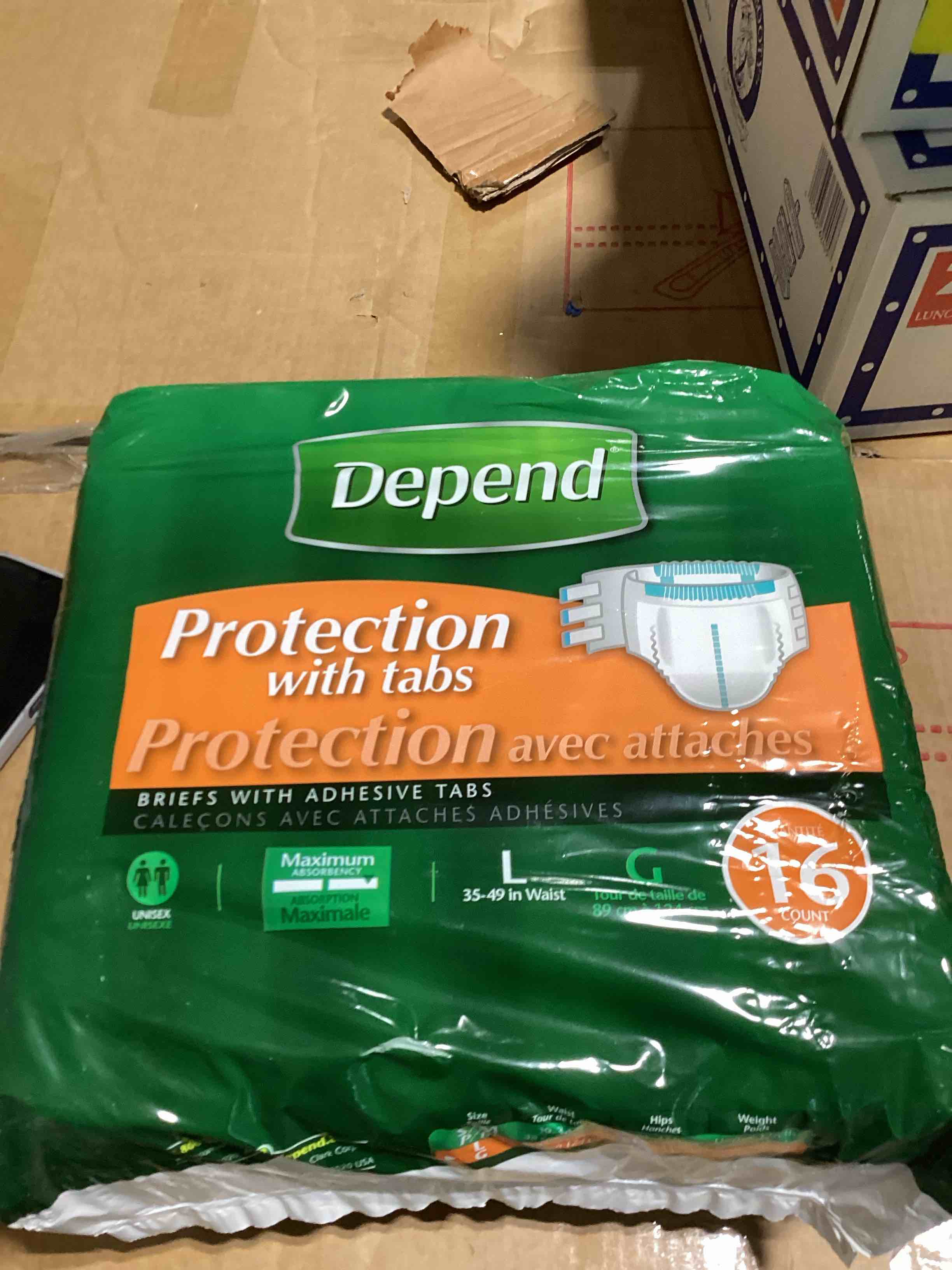 Depends protection with tabs