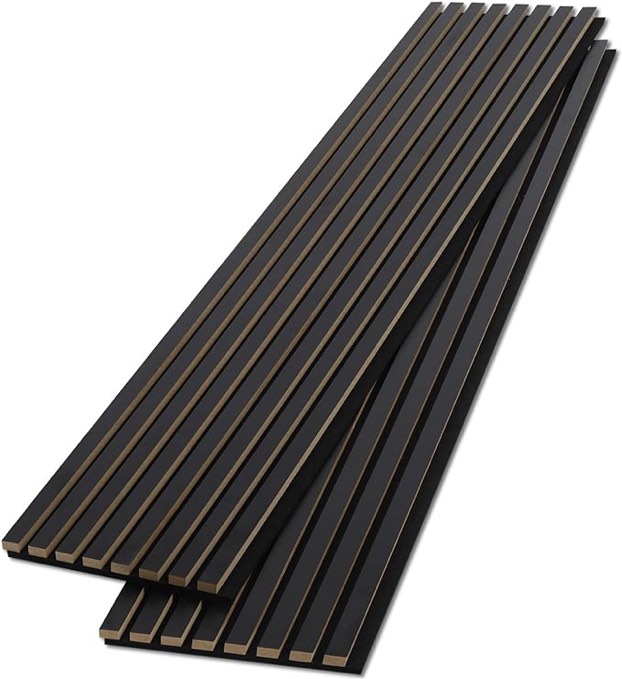 Wood Slat Wall Panel,2 Pack 3D Acoustic Wood Wall Panels,47.2” x 12.8” Wood Slat Acoustic Panels for Interior Wall Decorative,Living Room,Bedroom,Kitchen - Matte Black