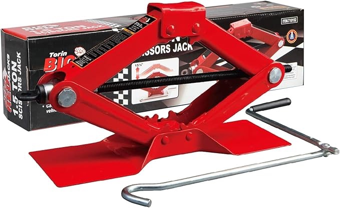 BIG RED T10152 Torin Steel Scissor Lift Jack Car Kit, 1.5 Ton (3,000 lb) Capacity, Red