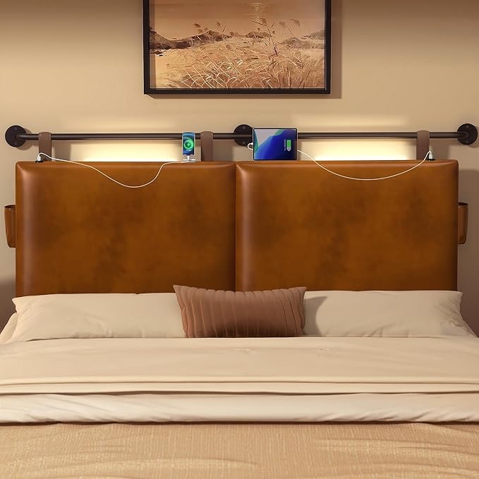 Wall Mounted Headboard with usb port & touch light 