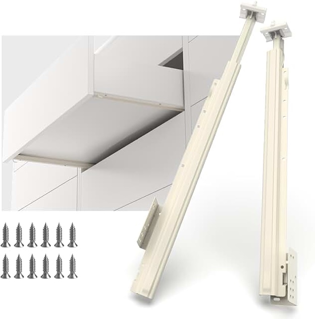 LONTAN Dresser Drawer Slides 23 Inch Drawer Slides Bottom Mount Drawer Slides 1 Pair Drawer Rollers Cabinet Drawer Replacement White Kitchen Drawer Slides with Plastic Brackets,66 LB Capacity