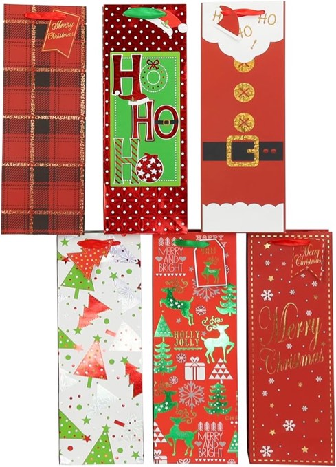 Joyin 9 wine bottle bags Christmas colors gift bags (styles may vary) 
