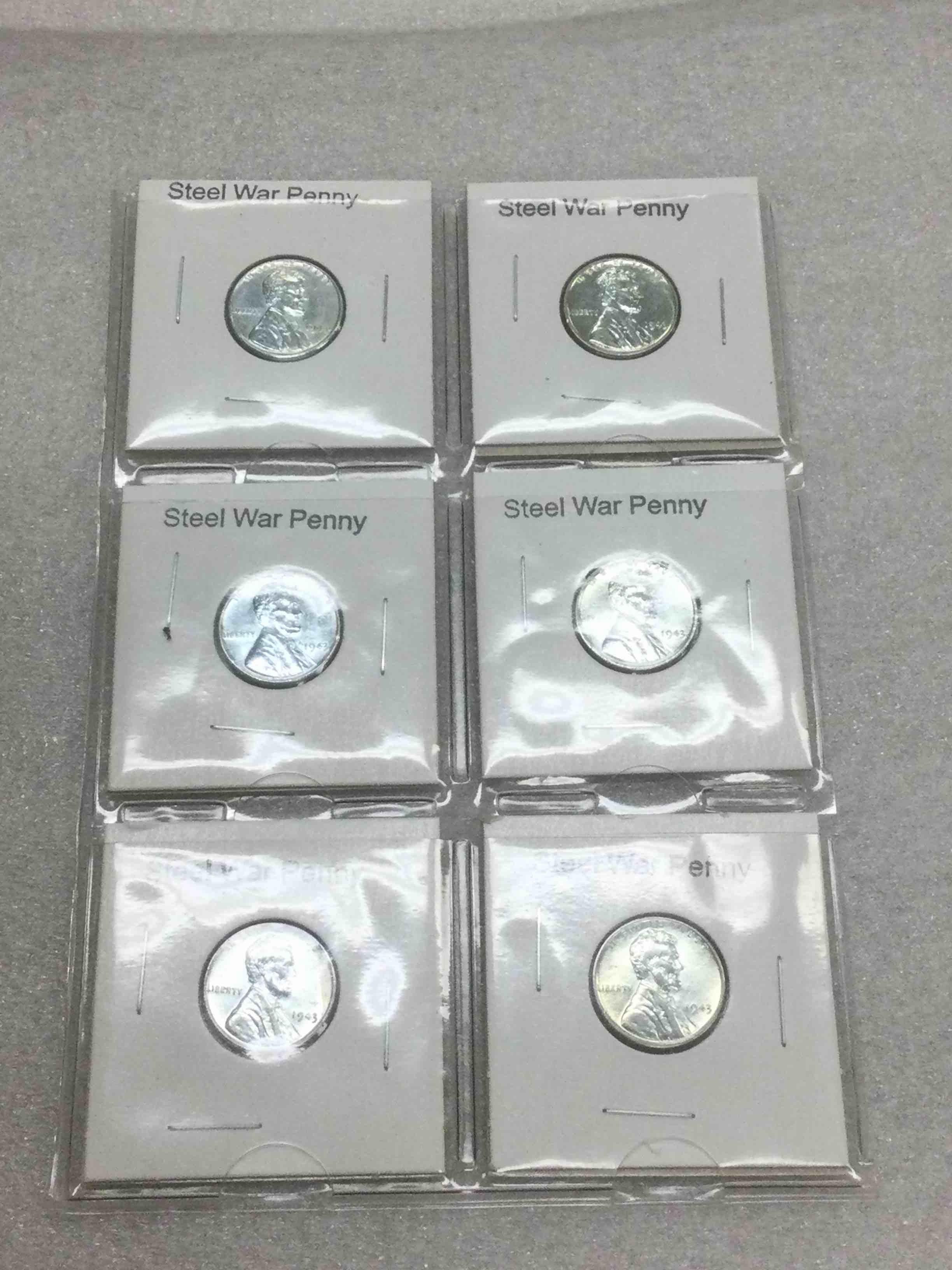 1943 6 Steel War Cents 