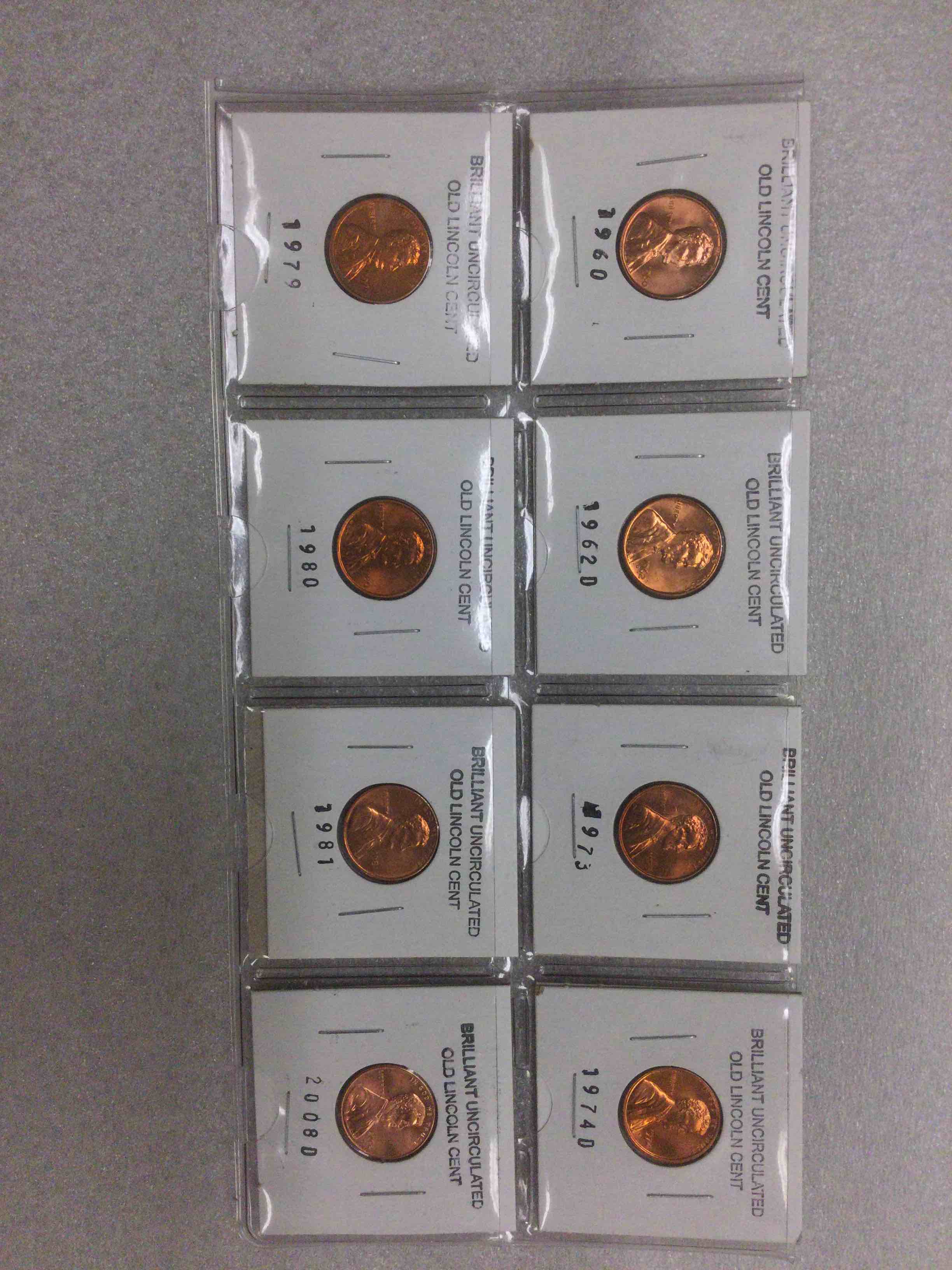 8 brilliant Uncirculated Old Lincoln Cent 