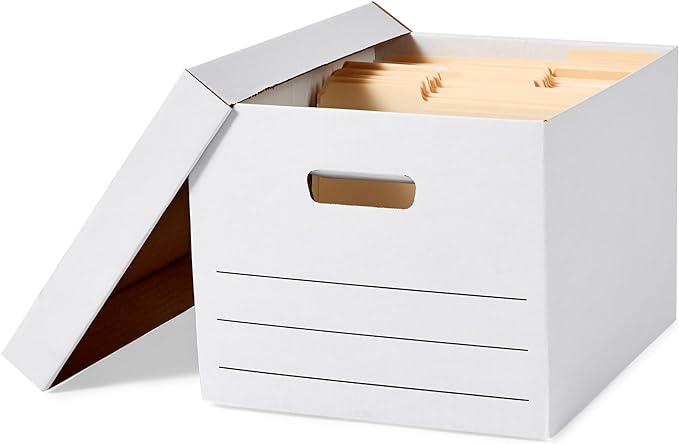 Amazonbasics Medium Duty Storage Filing Box With Lift-off Lid - Pack Of 12,