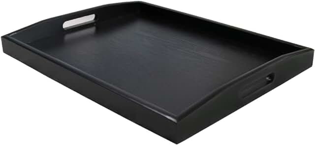 MUKEEN Black Oversize Acrylic Serving Tray with Handles 24x24 Inch -Spill Proof- Decorative Trays Countertop Organizer for Ottoman,Nightstand, Sidetable, Butler (24X24 Inch, Black)