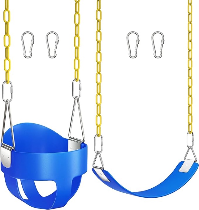 Toddler Swing Set, AGPTEK Toddler Swing Heavy Duty Bucket Swing with Adjustable Rope, Toddler Swing Cute Shape with 250 LB and 150 LB Capacity -Blue