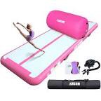AWSUM Inflatable Air Gymnastics Mat 10ft/13ft/16ft/20ft/23ft Training mat 4/8 inches Thick tumbling mat with Electric Pump for Home/Gym/Outdoor 10ft*3.3ft*4in(3*1*0.1M) Pink/Pink