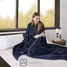 Beautyrest Queen Heated Plush Sherpa Blanket  Navy Blue