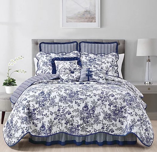 Toile Garden Cotton Bedspread Size King